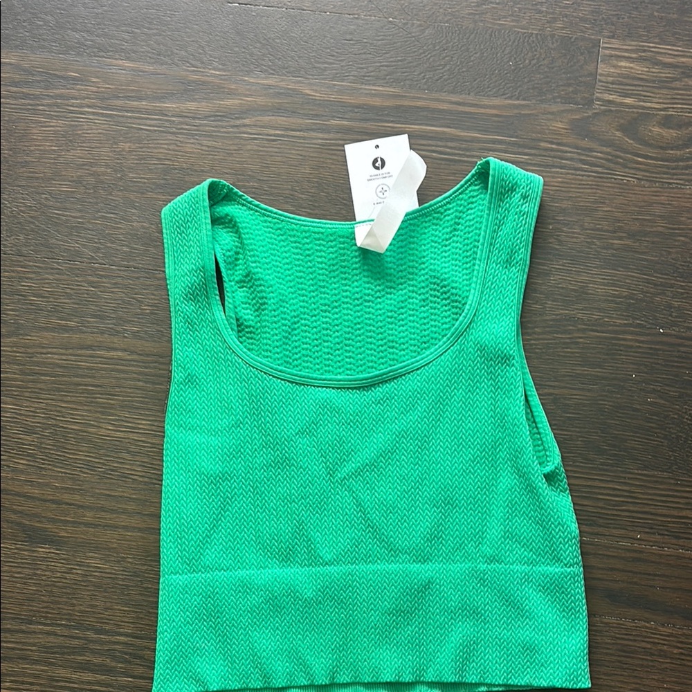 Avocado Green Fitted Crop Tank Top